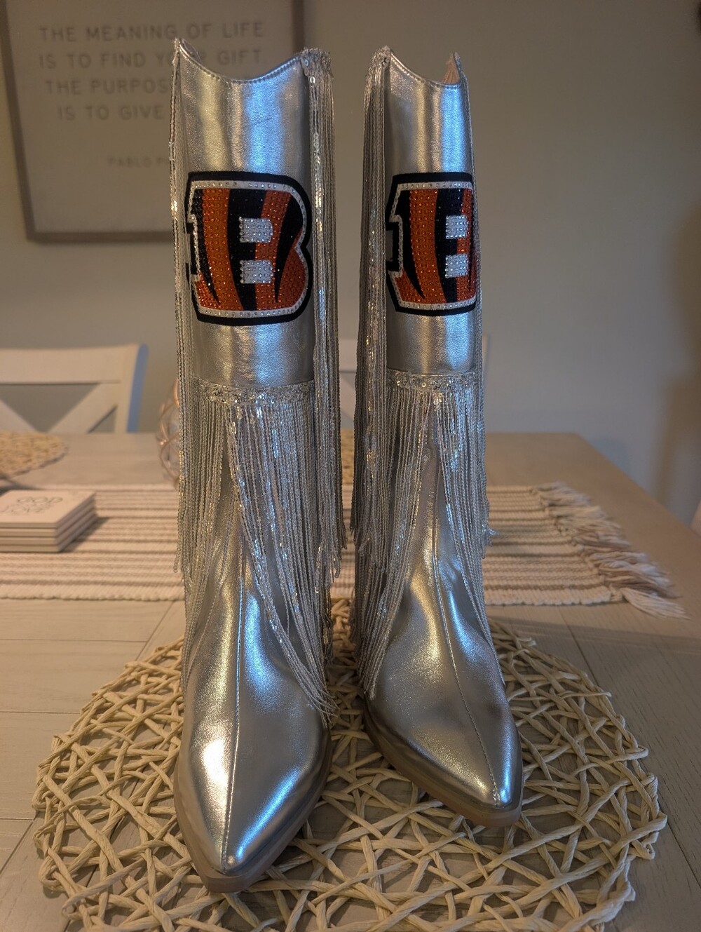 Cuce NFL Cincinnati Bengals Sewer Metallic Fringe Game Day Boots